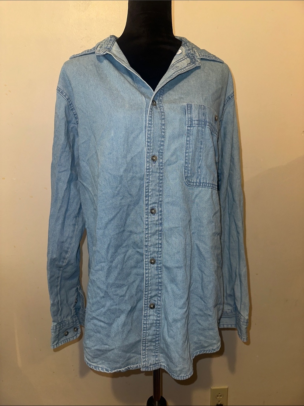 Wrangler Light Blue Denim Shirt with Red Logo Tag